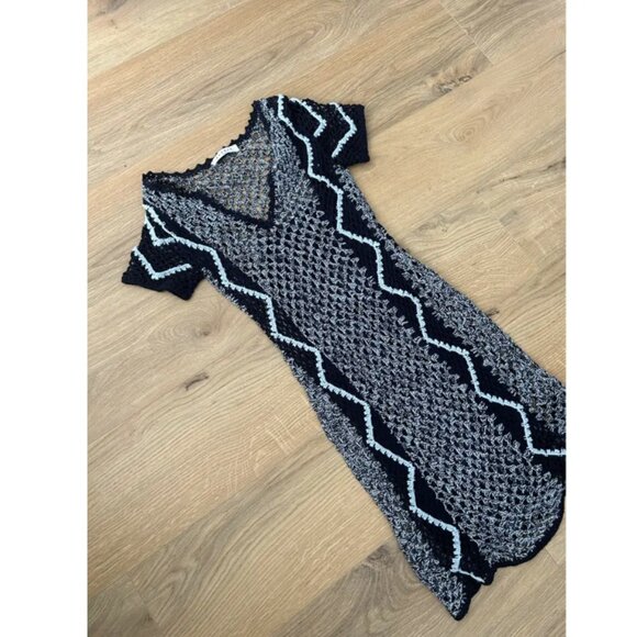 SANDRO Paris Multicolored Crocheted Mini Dress Size 1 - Picture 3 of 7